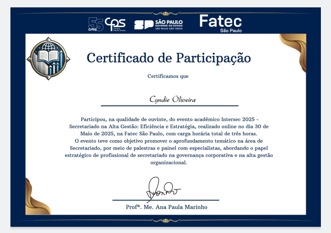 Certificado Fatec Sao Paulo
